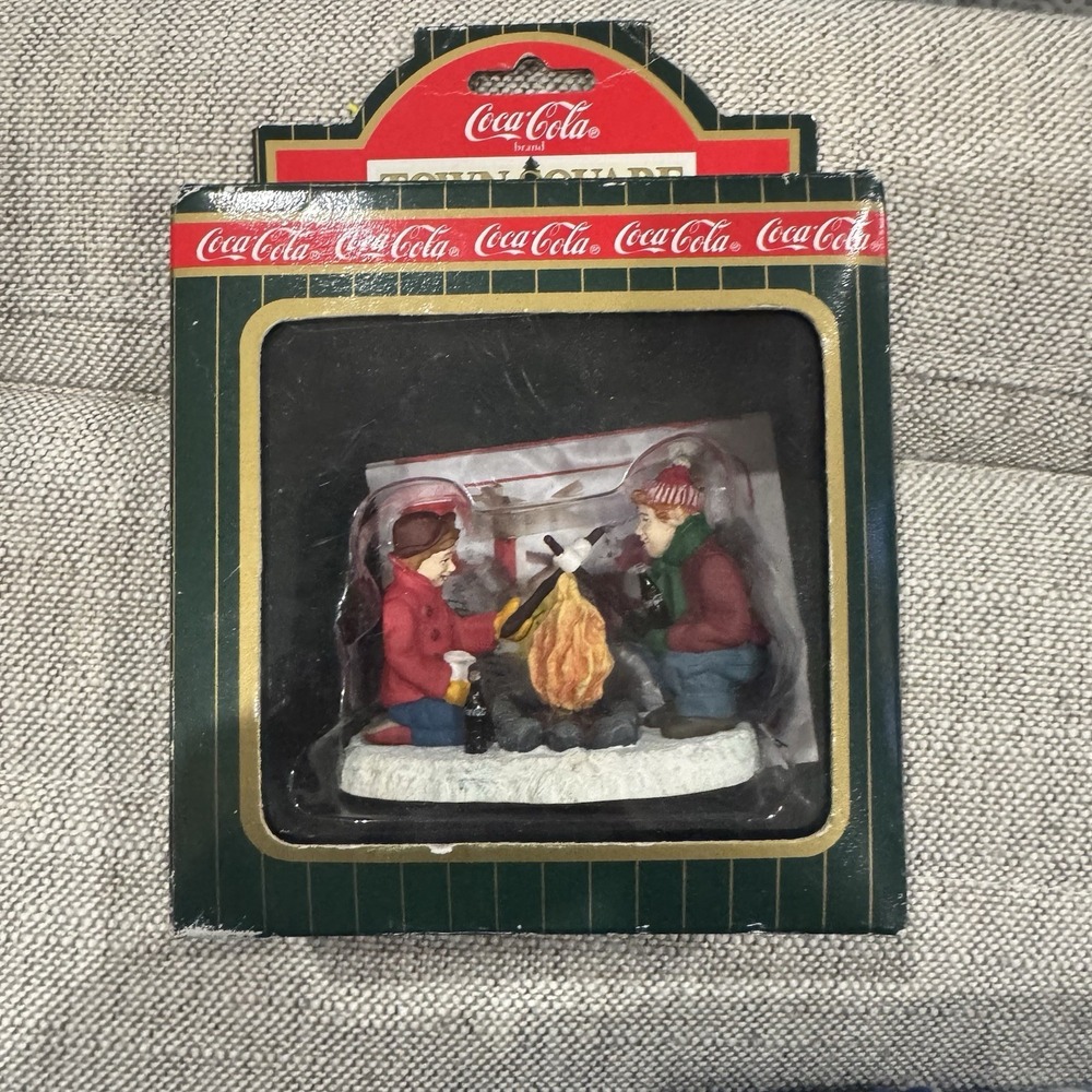 Coca-Cola Coke Town Square Collection Kids toasting marshmallows Open Box